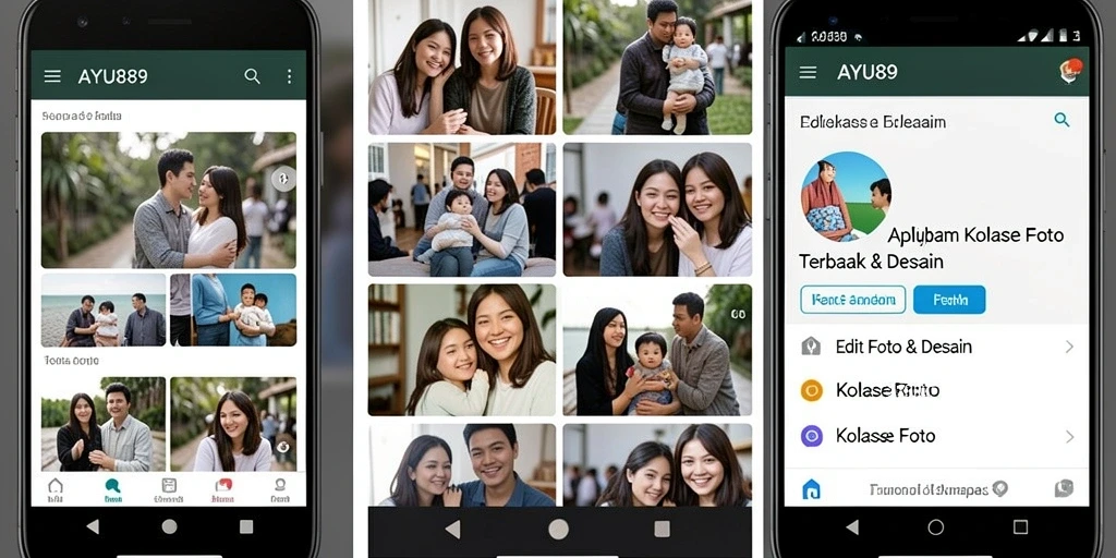 Antarmuka AYU89 yang mudah digunakan untuk membuat kolase foto.