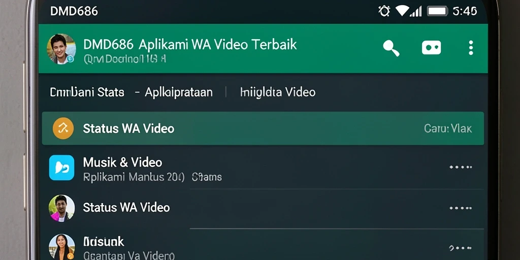 Tampilan antarmuka aplikasi DMD686 untuk Status WA Video.