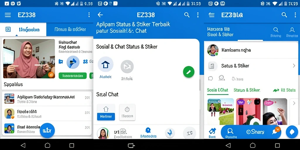 Screenshot antarmuka EZ338 dengan koleksi stiker kreatif.