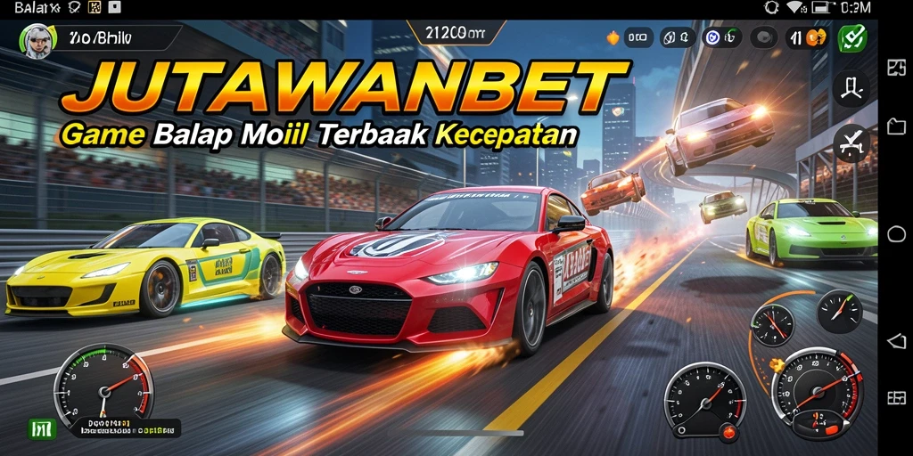 Tampilan antarmuka JUTAWANBET dengan fitur balap mobil yang menarik.
