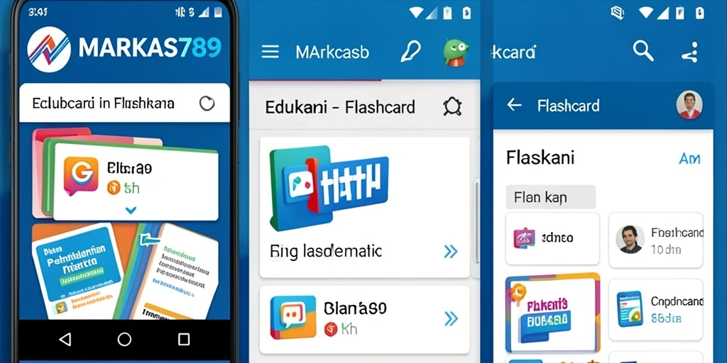 Antarmuka menarik MARKAS789 dengan fungsi Flashcard interaktif.