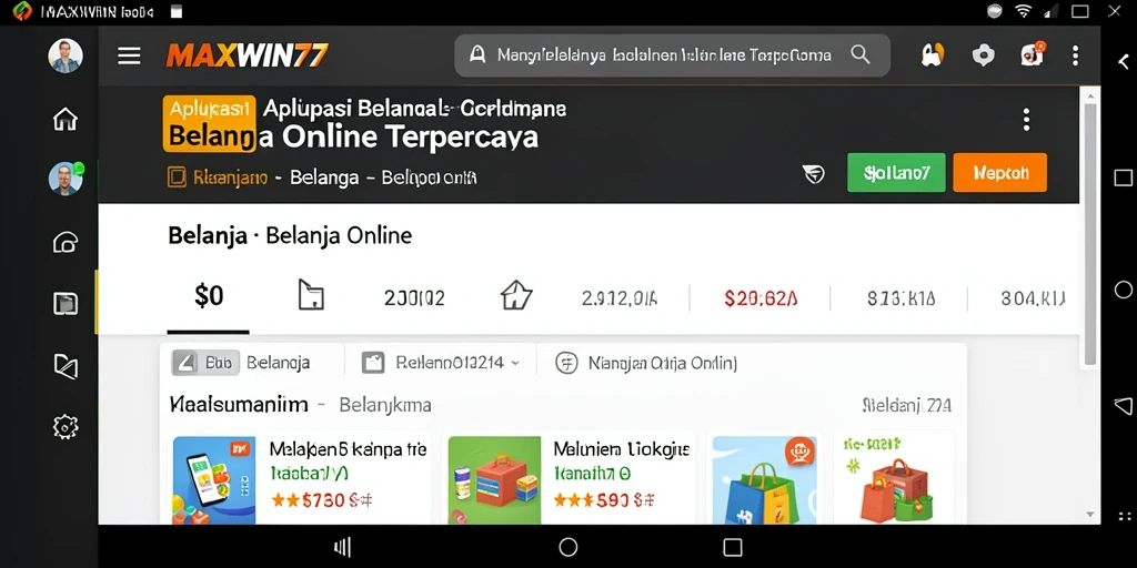 Tampilan antarmuka pengguna aplikasi MAXWIN77 untuk Belanja Online.